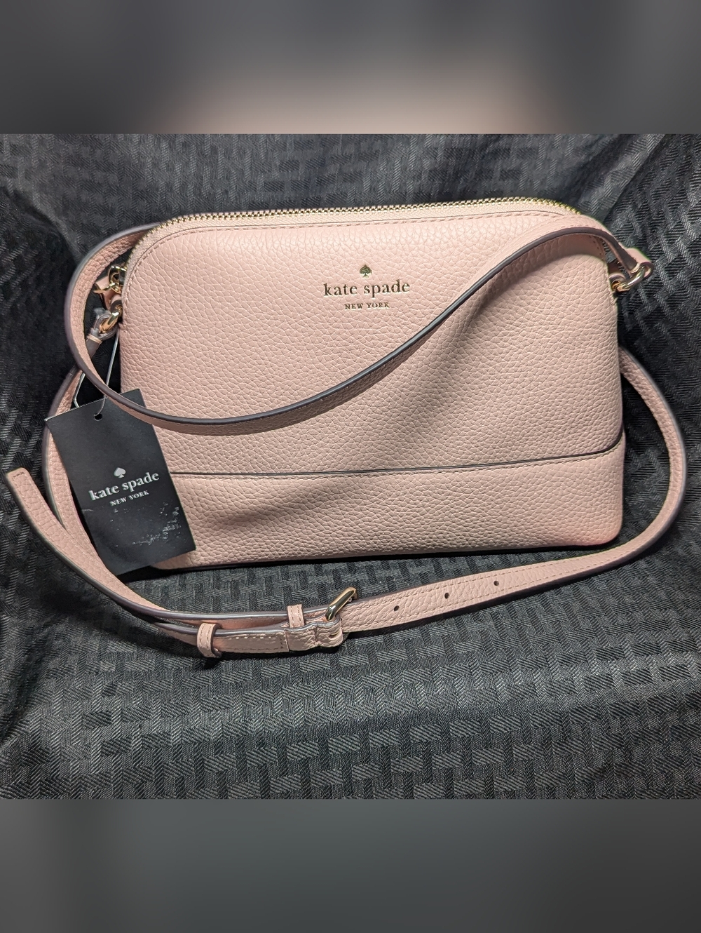 Blush Pink Kate Spade Pebbled Leather Crossbody Bag.